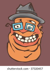 crazy fat man. ink style vector illustration. for CD cover or t-shirt design