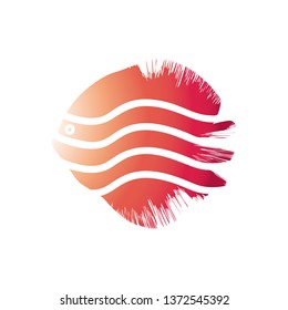Crazy Fish Logo Template. A fish with body crossed by waves and stylized shape.
