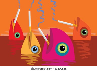 Crazy fish smoking cigarettes