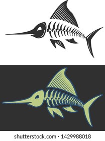 Crazy fishing. Skeleton of marlin 