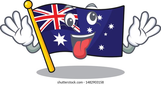 Crazy flag australia isolated in the mascot