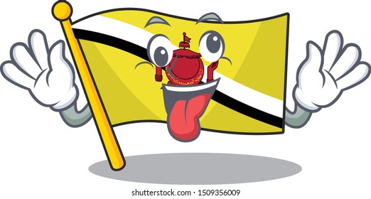 Crazy flag brunei darussalam with the character
