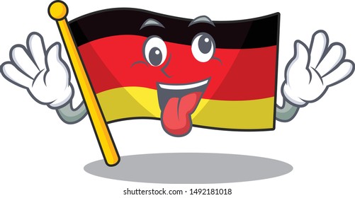 Crazy flag germany mascot folded on cartoon table