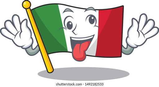 Crazy flag italy is placed the cartoon cupboard