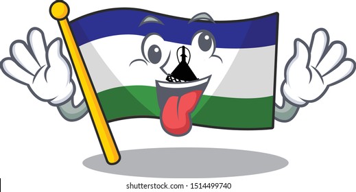 Crazy flag lesotho placed on cartoon chair