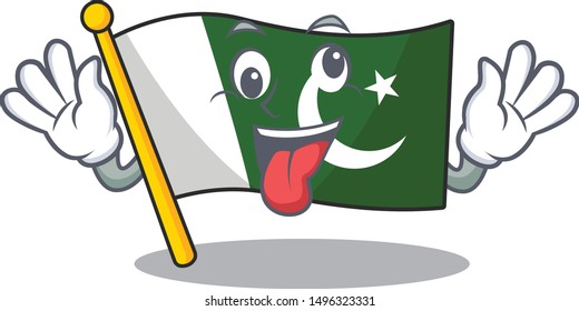 Crazy flag pakistan isolated in the cartoon