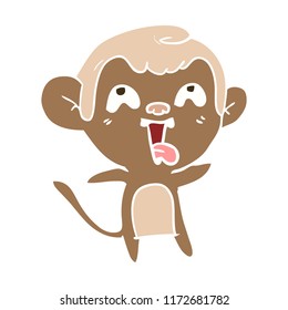 crazy flat color style cartoon monkey