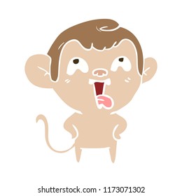 crazy flat color style cartoon monkey