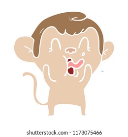 Cartoon-Affe mit glatter, flacher Farbe
