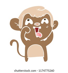 Cartoon-Affe mit glatter, flacher Farbe