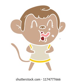 crazy flat color style cartoon monkey
