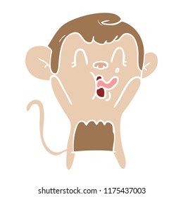 Cartoon-Affe mit glatter, flacher Farbe