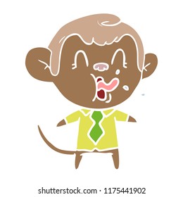 crazy flat color style cartoon business monkey