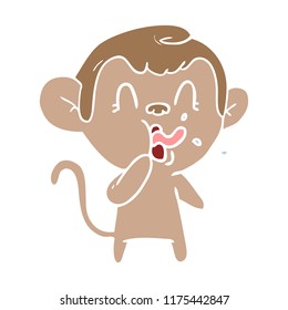 Cartoon-Affe mit glatter, flacher Farbe