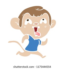 crazy flat color style cartoon monkey jogging