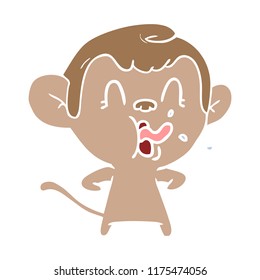 Cartoon-Affe mit glatter, flacher Farbe