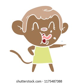 crazy flat color style cartoon monkey in dress pointing