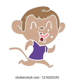 crazy flat color style cartoon monkey running