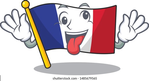 Crazy french flag folded in cartoon drawer