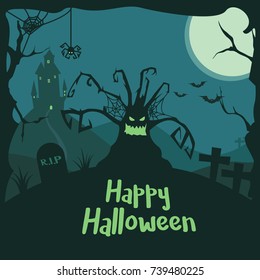 Crazy fun and spooky vector illustration. Happy Halloween!
