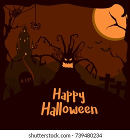 Crazy fun and spooky vector illustration. Happy halloween!