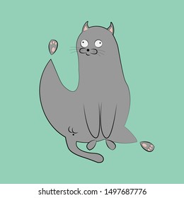 crazy funny cat vector illustration