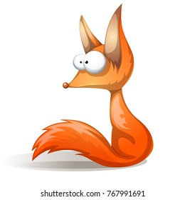 crazy funny, cute red fox. Vector eps10