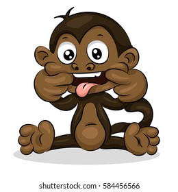 crazy funny cute young little monkey isolated