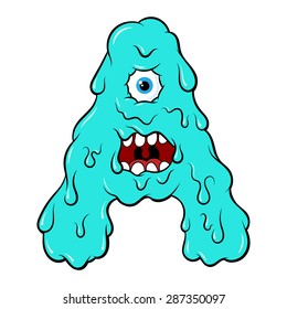 Crazy funny letter A. monster vector illustration