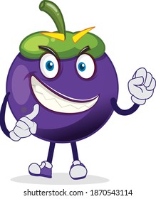 crazy funny mango Steen character giving you an idea with confidence