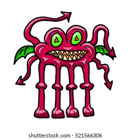 Crazy funny, whacky alien space monster. Original hand drawn illustration.