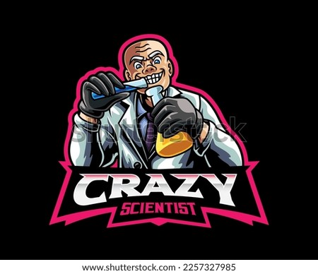Crazy Genius Scientist Mascot Logo. Mad Scientist Mascot Logo for Tech and Innovation