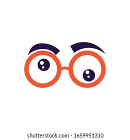 crazy glasses with eyebrows over white background, flat style icon, vector illustration