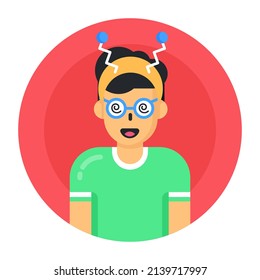 A crazy glasses prank flat round icon 

