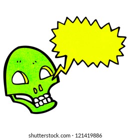 crazy glowing green skull cartoon