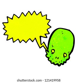 crazy glowing green skull cartoon