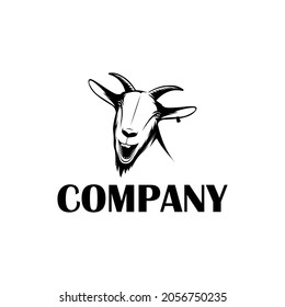 crazy goat silhouette logo template