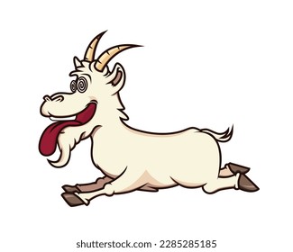 Crazy Goat with Sticking Its Tongue Out Gesture visualized with Simple Illustration