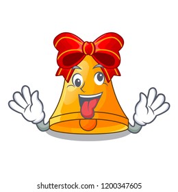 Crazy golden christmas bell isolated on mascot