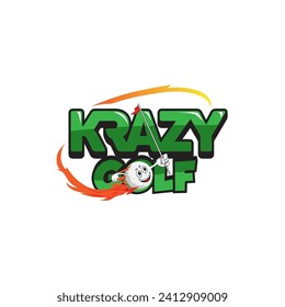 Crazy Golf Logo Typography in funny style, vector colors