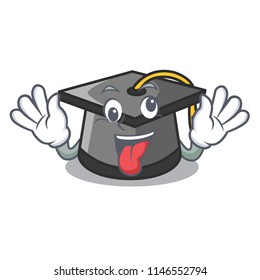 Crazy graduation hat mascot cartoon