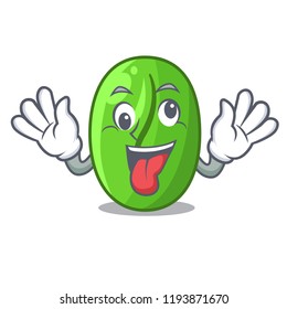 Crazy green coffee beans isolated on mascot