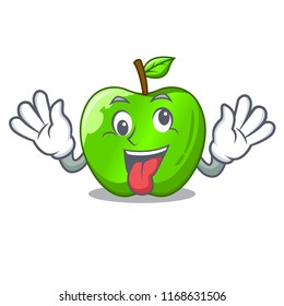 Crazy green smith apple isolated on cartoon