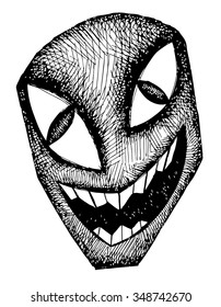 Crazy grotesque face. Freaky character