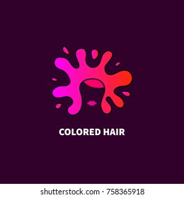 Crazy Hair Coloring. Logo Shampoo, Paint, Colouring Balm. Icon  Hairdresser, Stylist. Vector Illustration