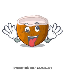 Crazy half coconut isolated on the mascot
