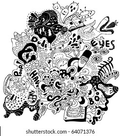 crazy hand-drawn psychedelic doodle