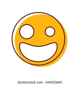Crazy happy emoticon. Vector emoji smiley laughing