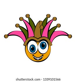Crazy harlequin face cartoon. April fool day. Vector illustration design