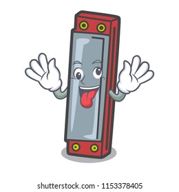 Crazy harmonica mascot cartoon style